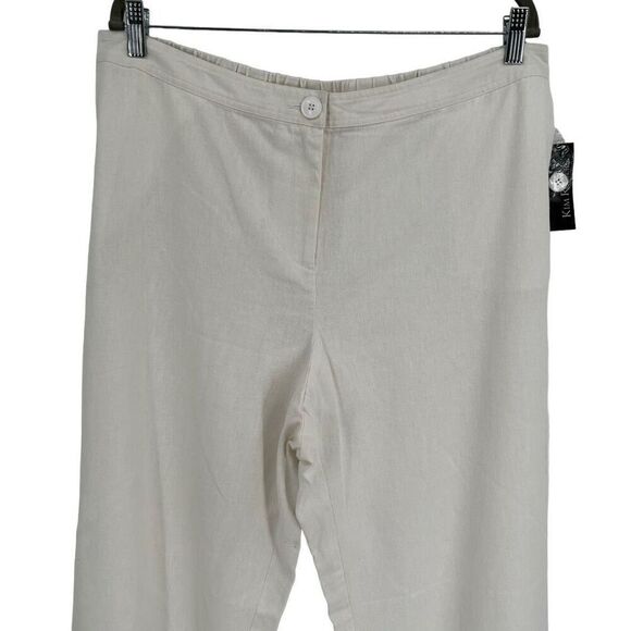 Kim Rogers Linen Cotton Blend Wide Leg Pants White Size 18 NWT - Picture 3 of 9